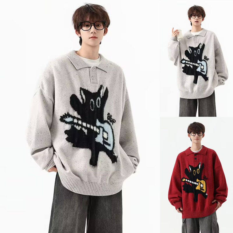 Herren Modischer Pullover mit Kunstmotiv Nord Taschen