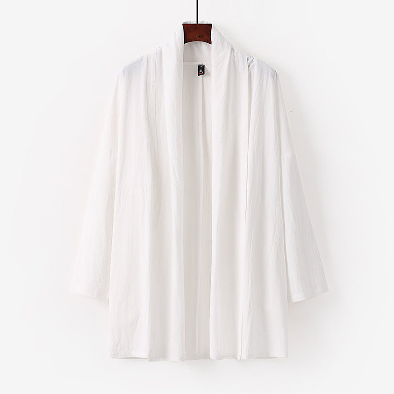 Unisex Offene Kimono-Cardigan aus leichter Baumwoll-Leinen-Mischung Nord Taschen