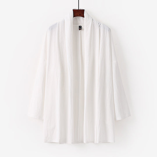 Unisex Offene Kimono-Cardigan aus leichter Baumwoll-Leinen-Mischung Nord Taschen