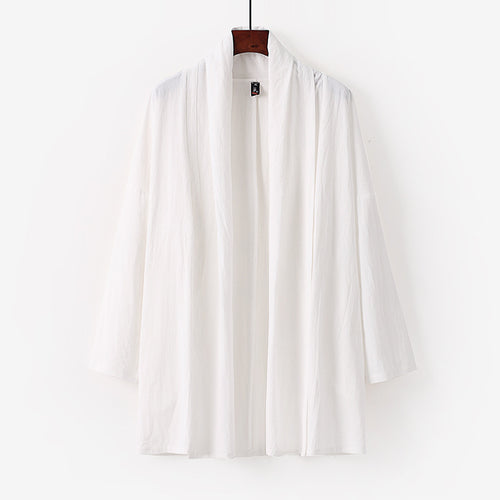 Unisex Offene Kimono-Cardigan aus leichter Baumwoll-Leinen-Mischung Nord Taschen