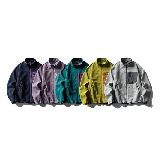 Unisex Textur-Fleecejacke mit Stehkragen und Brusttasche Nord Taschen