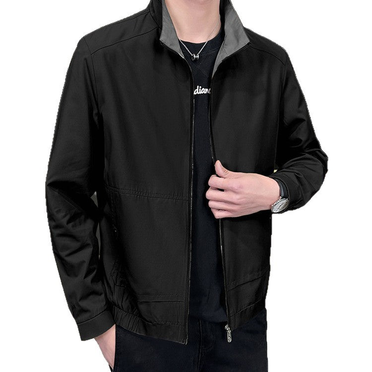 Herren Minimalistische City-Zipjacke aus Mikrofaser mit Stehkragen, verdeckten Taschen und elastischem Saum Nord Taschen