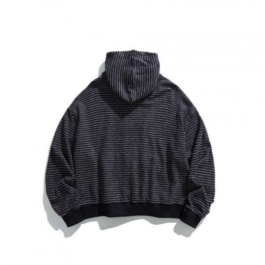 Unisex Boxy Kapuzen-Sweatjacke mit durchgehendem Reißverschluss, Streifenstruktur und geripptem Saum Nord Taschen