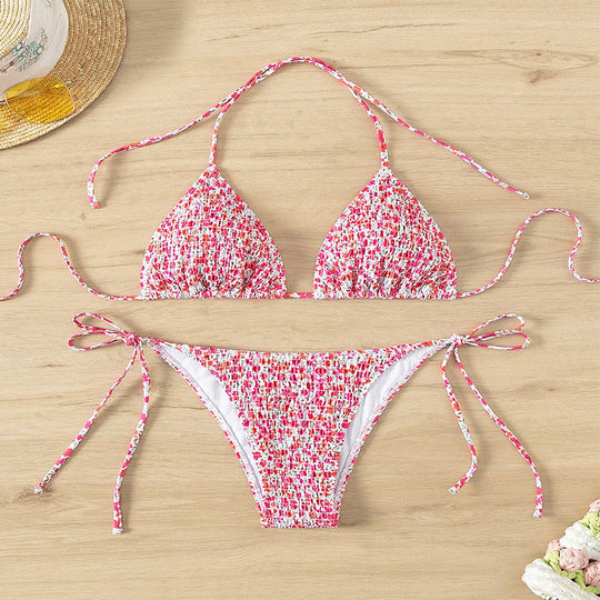 Damen Triangel-Bikini-Set mit floralem Muster und verstellbaren Trägern Nord Taschen