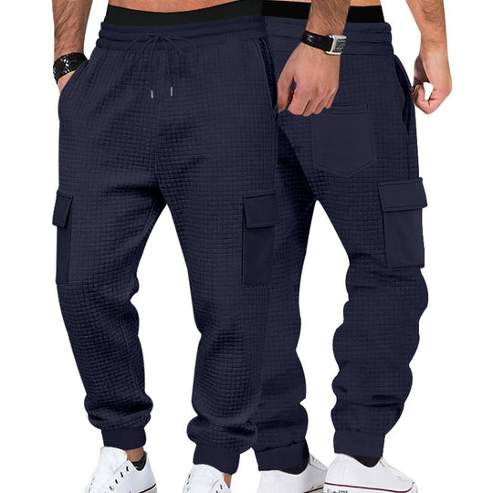 Herren Texturierte Waffel-Cargo-Jogginghose mit elastischem Bund und Multifunktions-Taschendesign Nord Taschen