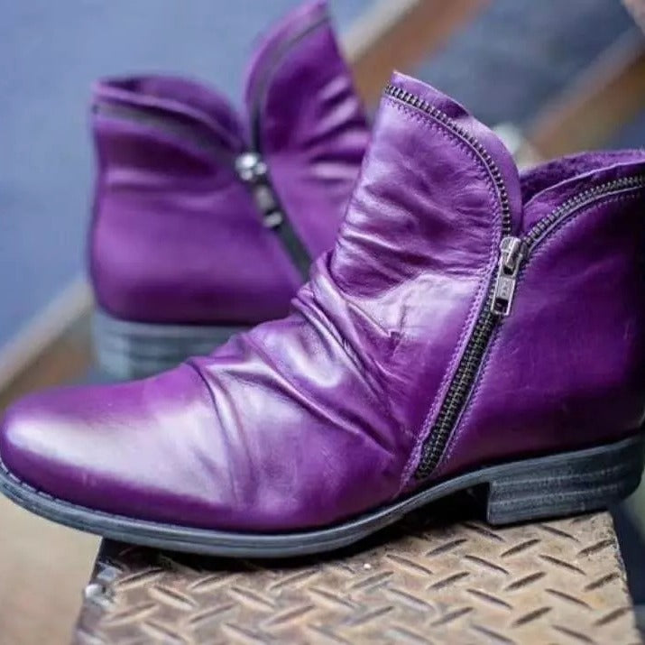 Damen Slouch‑Ankleboots mit dekorativem Reißverschluss und niedrigem Blockabsatz Nord Taschen