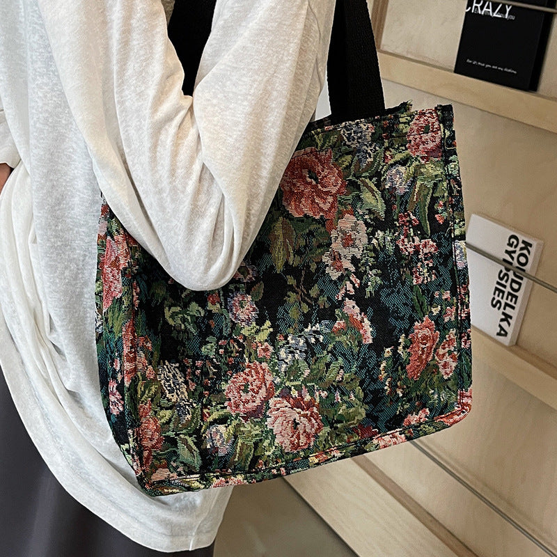 Damen Einkaufstasche im floralen Jacquard-Design Nord Taschen