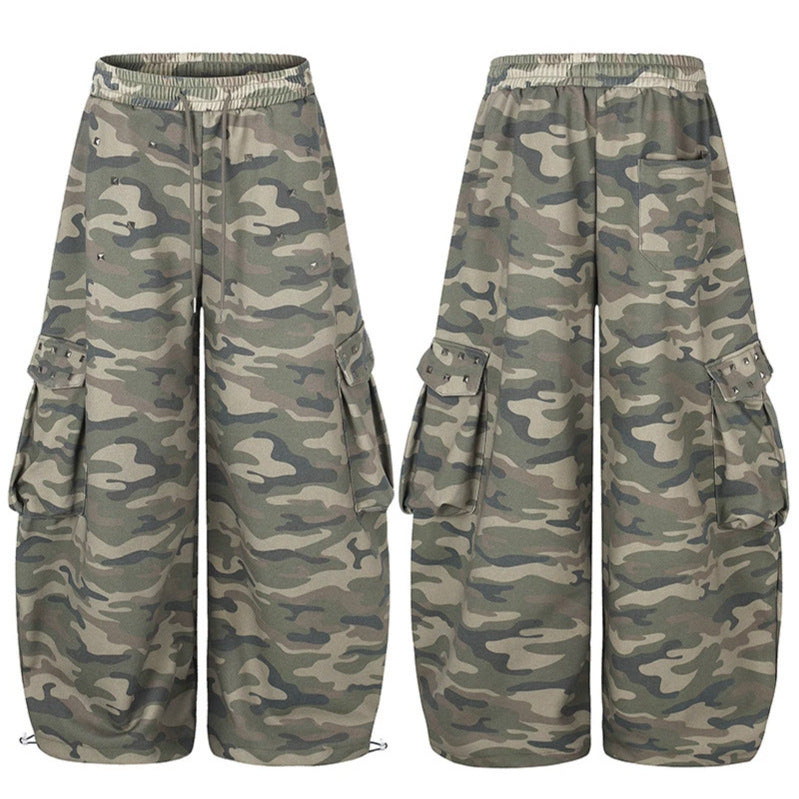 Damen Weite Cargohose im Camouflage-Design mit elastischem Bund und großen Taschen Nord Taschen