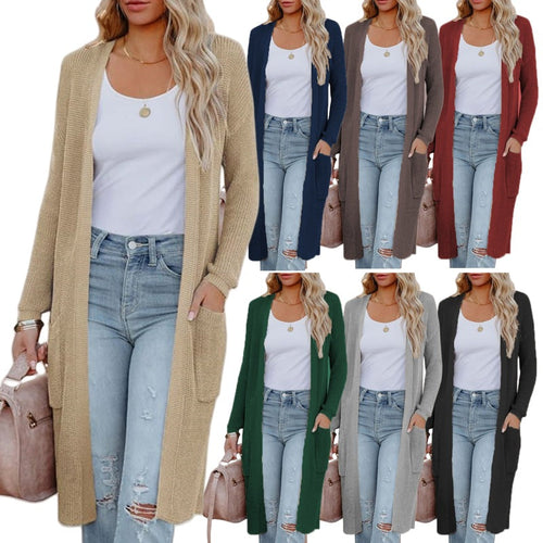 Damen Strickmantel mit praktischen Taschen und modernem Design
