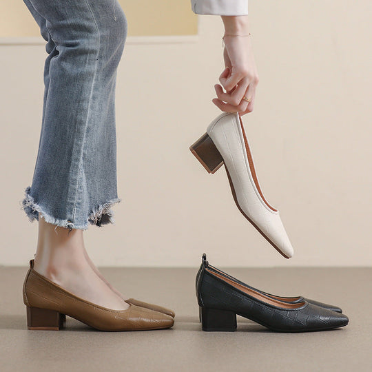 Damen modische Komfort-Pumps mit rechteckiger Spitze und Blockabsatz Nord Taschen