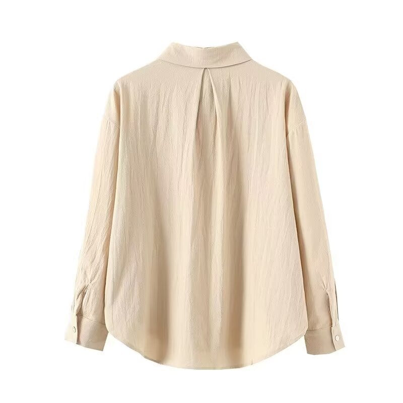 Damen Oversized Hemdbluse aus leichtem Crêpe mit abgerundetem Saum und klassischem Kragen Nord Taschen
