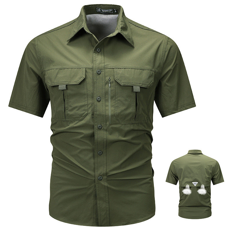 Men's  tactical short sleeve button shirt with dual flap chest pockets and discreet zip utility pocket Nord Taschen