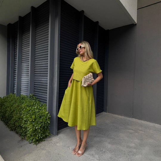Damen Midi-Kleid mit weitem Schnitt und praktischen Taschen Nord Taschen