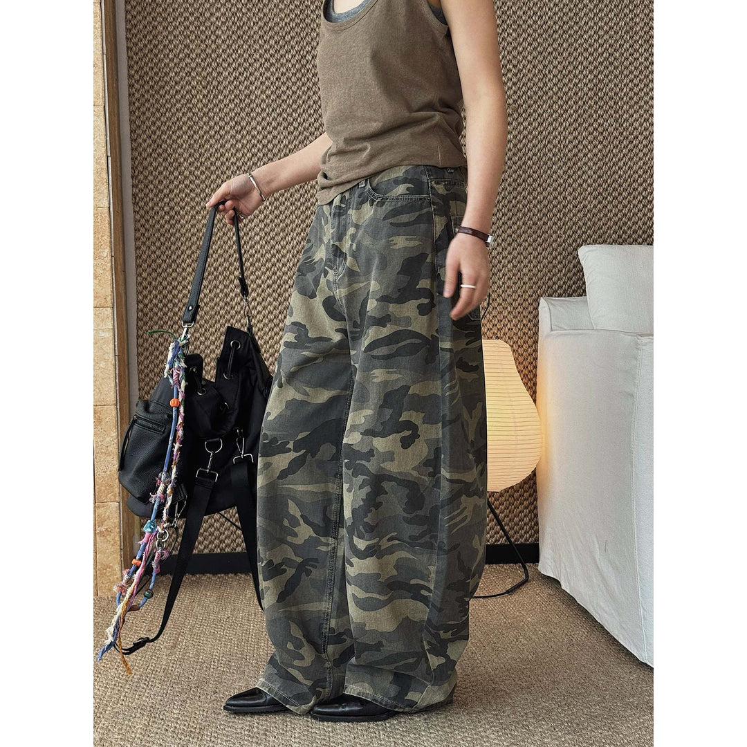 Damen Weite Cargohose im Camouflage‑Baggy‑Stil Nord Taschen