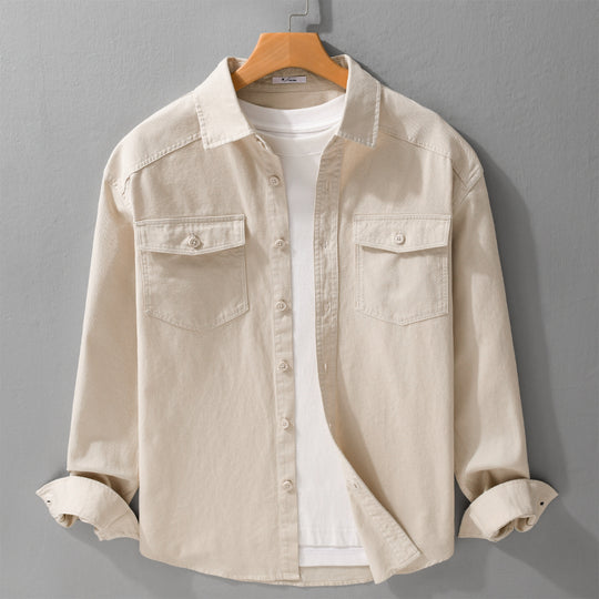 Herren Twill-Overshirt im Worker-Stil mit doppelten Brustklappen und Relaxed-Fit Nord Taschen