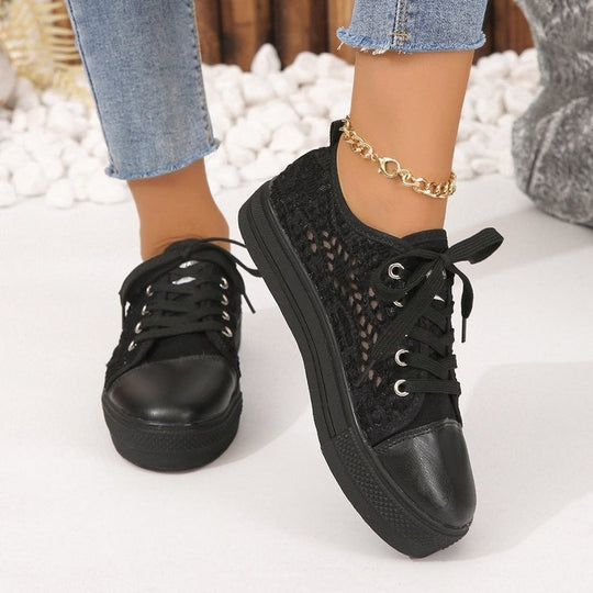 Damen Atmungsaktive Sneaker mit filigranem Mesh-Obermaterial und trendiger Plateausohle