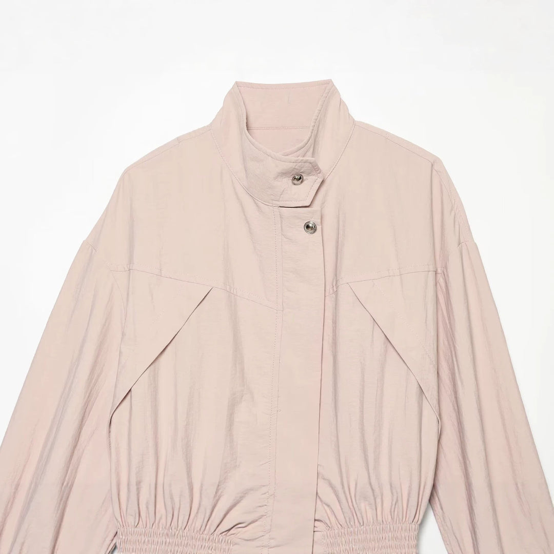 Damen Leichte Parka-Anorak Jacke mit Tunnelzugtaillierung und Stehkragen Nord Taschen