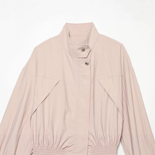 Damen Leichte Parka-Anorak Jacke mit Tunnelzugtaillierung und Stehkragen Nord Taschen