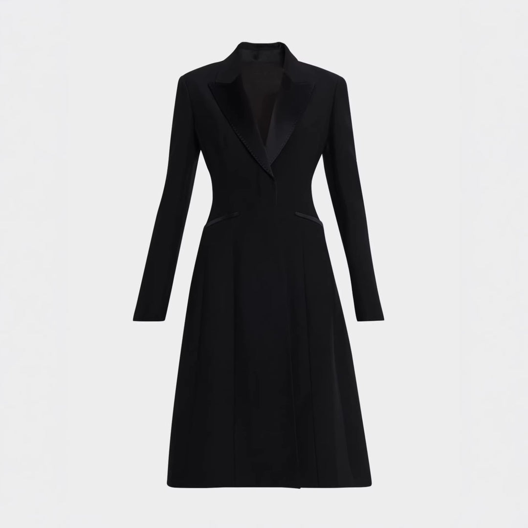 Damen Taillierter Abendlicher Mantel-Blazer mit Satinrevers und schlanker Silhouette Nord Taschen