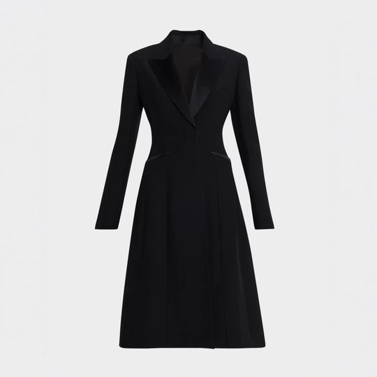 Damen Taillierter Abendlicher Mantel-Blazer mit Satinrevers und schlanker Silhouette Nord Taschen