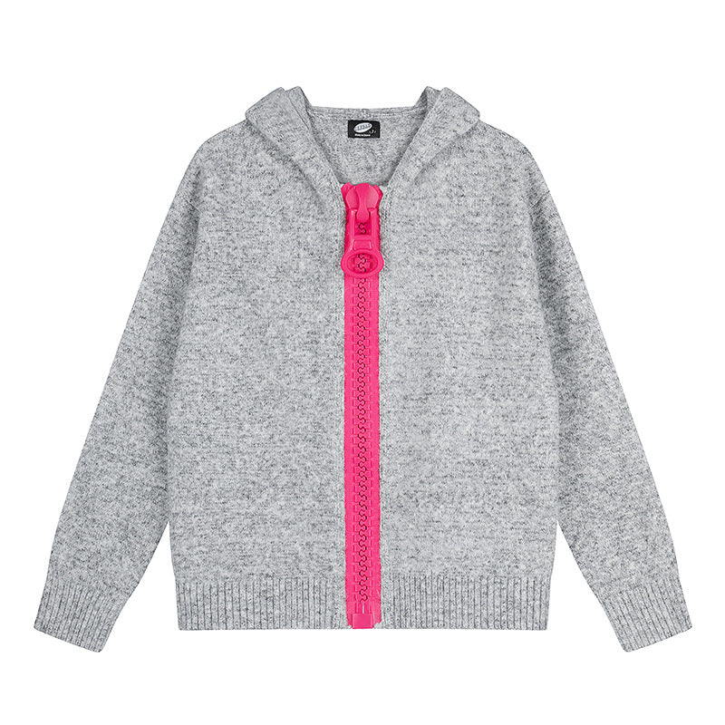 Damen Kapuzen-Strickjacke mit übergroßem Reißverschluss und softem Mohair-Mix Nord Taschen