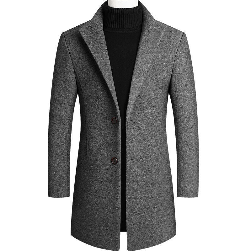 Herren Moderner Wollmix-Kurzmantel mit schlanker Silhouette, Reverskragen und Zweiknopfverschluss Nord Taschen