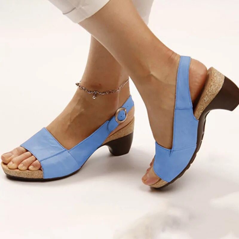 Damen Slingback-Sandalen mit anatomischem Fußbett und modischem Korkelement