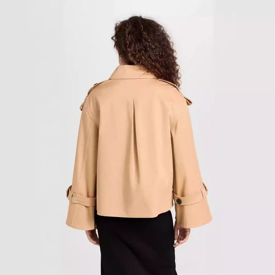 Damen Kurzer Doppelreihiger Trenchcoat im Boxy-Schnitt Nord Taschen
