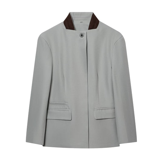Damen Kurzblazer mit Stehkragen und verdeckter Knopfleiste Nord Taschen