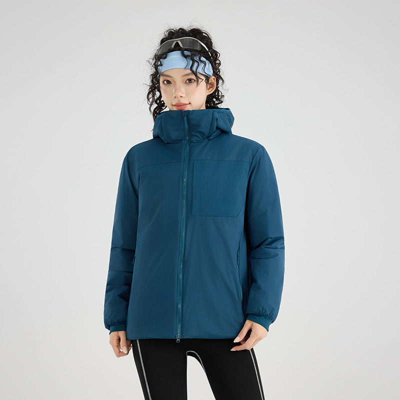Damen Isolierte Outdoor-Steppjacke mit Kapuze, Brustpasse und elastischen Bündchen Nord Taschen
