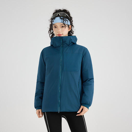 Damen Isolierte Outdoor-Steppjacke mit Kapuze, Brustpasse und elastischen Bündchen Nord Taschen