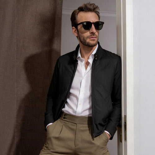 Herren Harrington-Jacke mit Cordkragen, Zweiwege-Reißverschluss und verdeckten Eingrifftaschen Nord Taschen