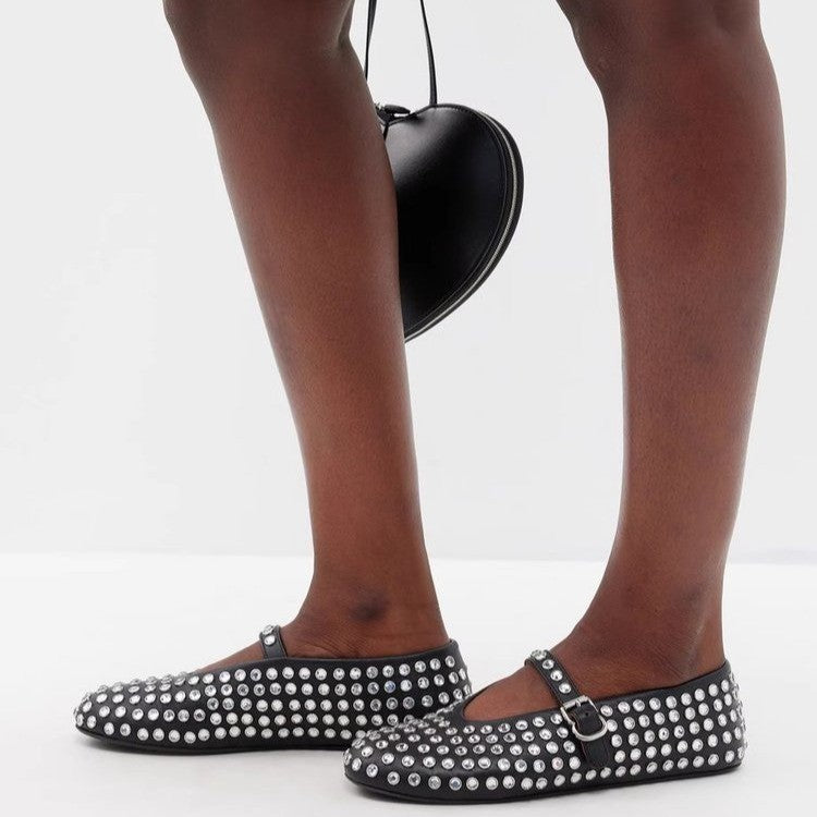 Damen Modische Ballerinas mit Strassverzierungen und komfortablem Fußbett
