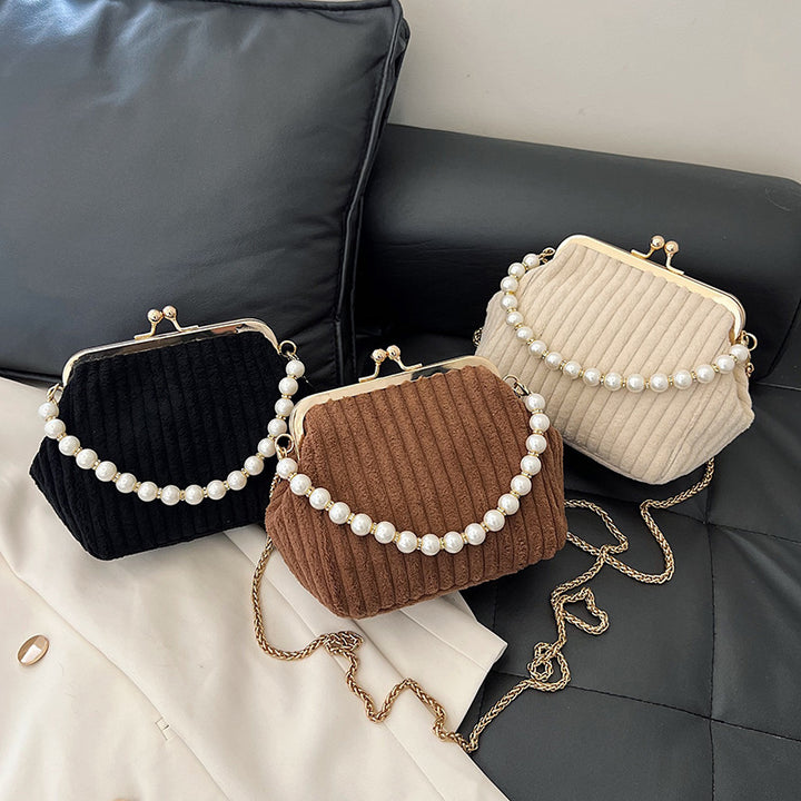 Damen elegante Clutch mit Perlenkette Nord Taschen