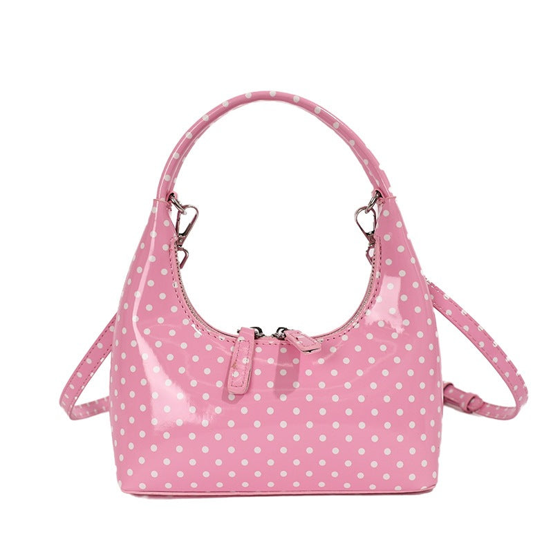 Damen Hobo-Tasche aus glänzendem Kunstleder mit verspieltem Punktedesign Nord Taschen