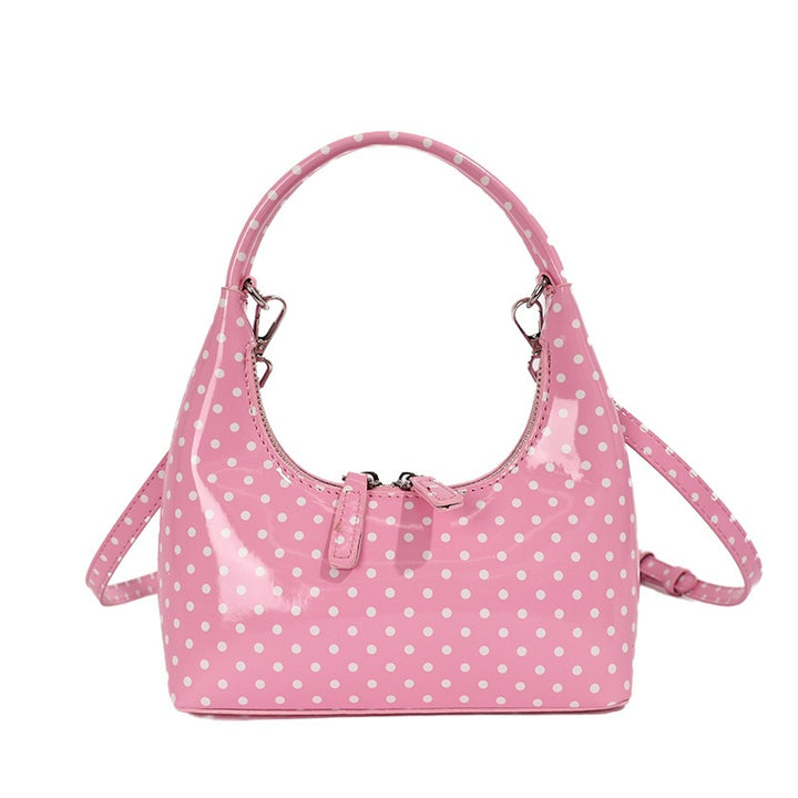 Damen Hobo-Tasche aus glänzendem Kunstleder mit verspieltem Punktedesign Nord Taschen