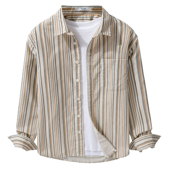 Herren Overshirt aus Baumwollmischung mit vertikalen Streifen und Brusttasche Nord Taschen