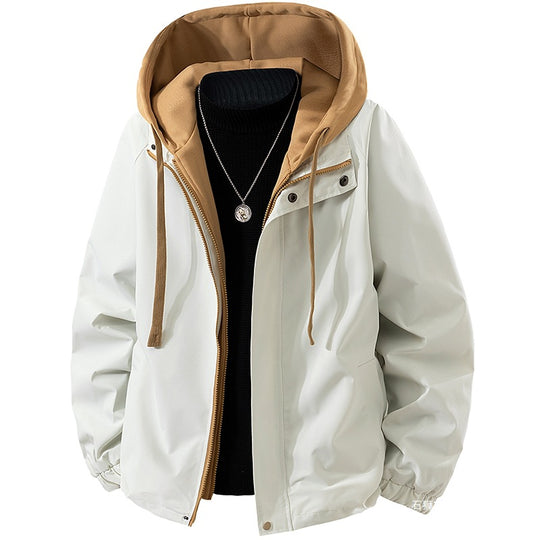 Herren Leichte wind- und wasserabweisende Kapuzen-Übergangsjacke mit fleecegefütterter Kapuze und elastischem Saum Nord Taschen