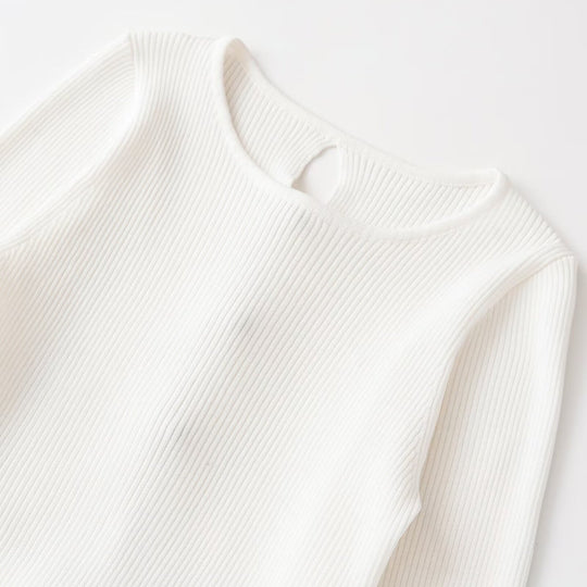 Damen Kurzgeschnittenes Geripptes Feinstrick-Longsleeve mit Tunnelzug Nord Taschen