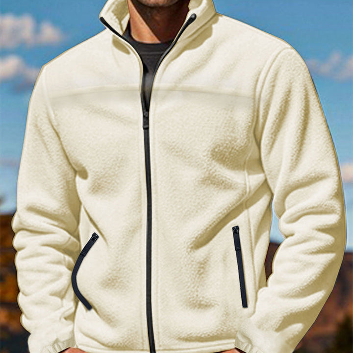Herren Fleecejacke mit hochschließendem Kragen und Reißverschlusstaschen