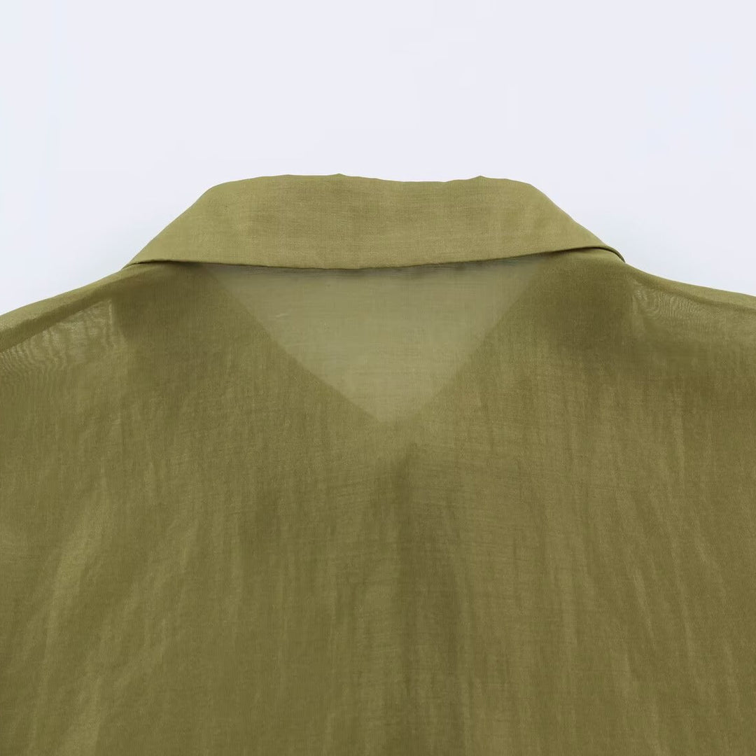 Damen Seidenähnliche Bluse mit Volumenärmeln, Stufenrüschen und Smokbündchen Nord Taschen
