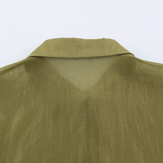 Damen Seidenähnliche Bluse mit Volumenärmeln, Stufenrüschen und Smokbündchen Nord Taschen