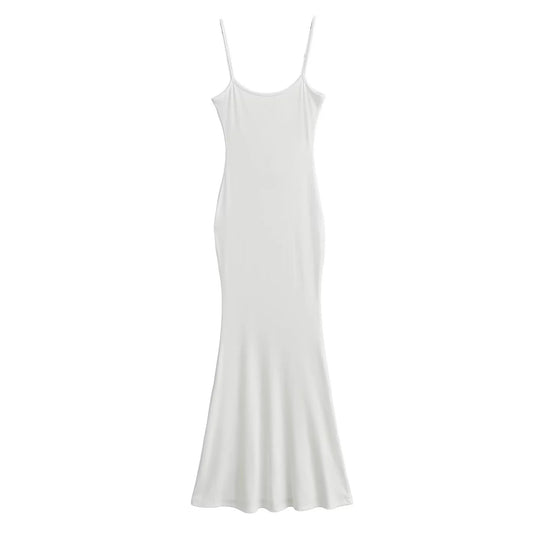 Damen figurbetontes Träger-Maxikleid aus Jersey