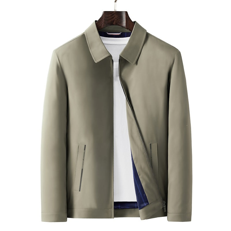 Herren Minimalistische leichte Übergangsjacke mit Hemdkragen, verdecktem Reißverschluss & seitlichen Reißverschlusstaschen Nord Taschen