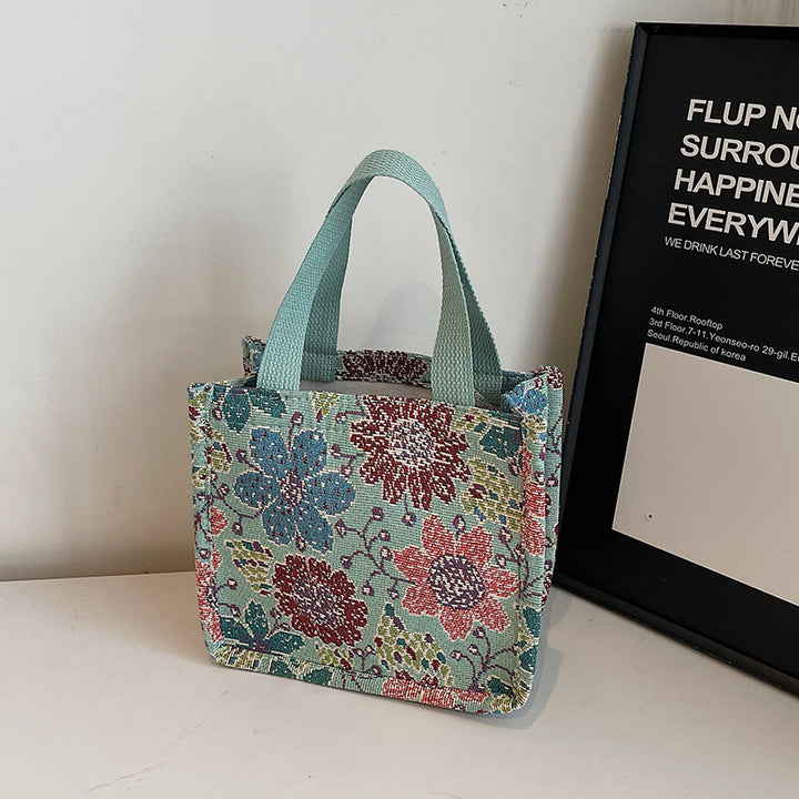 Damen Jute-Tragetasche mit floralem Design und praktischen Griffen Nord Taschen