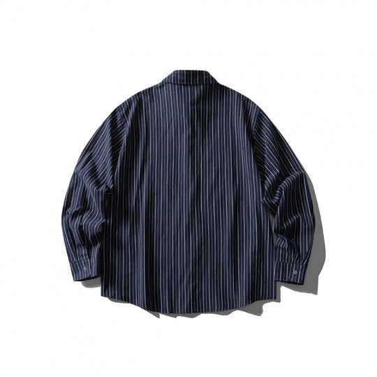 Unisex Oversize-Hemd im Nadelstreifen-Look mit Brusttasche und abgerundetem Saum Nord Taschen