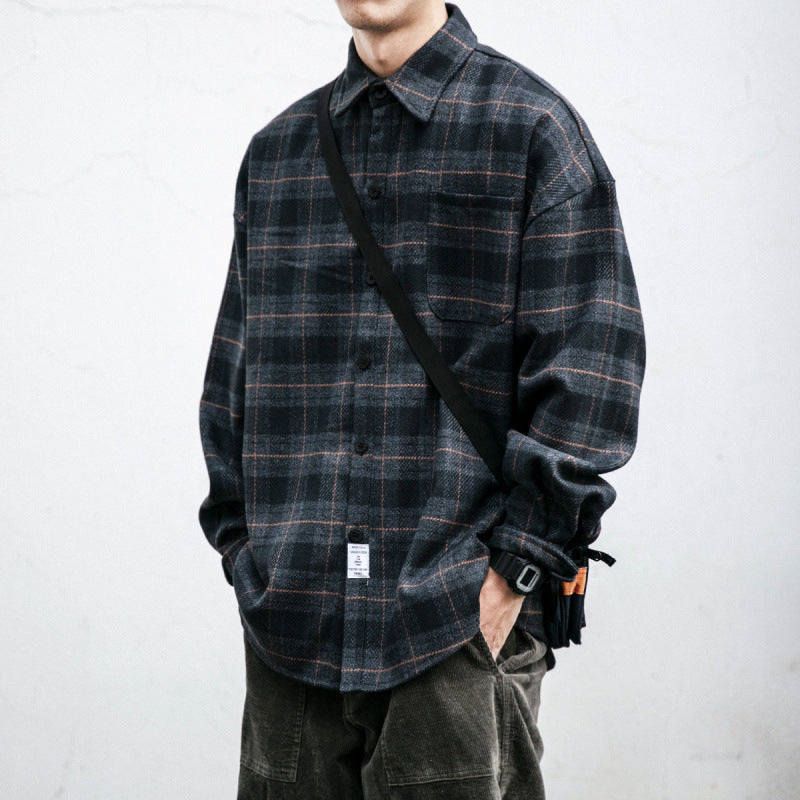 Herren Kariertes Overshirt‑Hemdjacke im Boxy‑Relaxed‑Schnitt Nord Taschen
