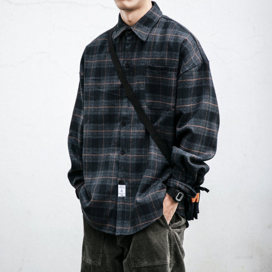 Herren Kariertes Overshirt‑Hemdjacke im Boxy‑Relaxed‑Schnitt Nord Taschen