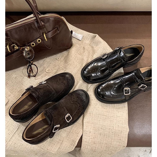 Herren Doppel-Monk-Slipper aus Veloursleder mit Budapester-Lochung und komfortabler Lederinnensohle Nord Taschen