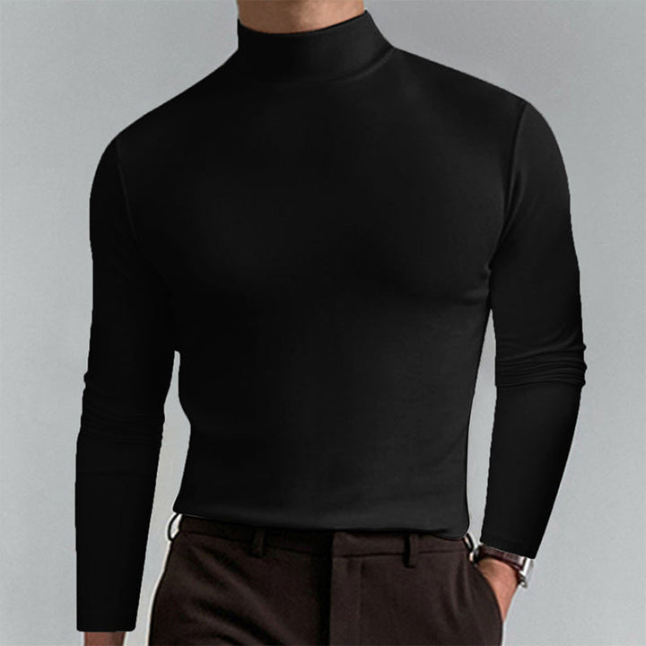 Herren Elegantes Langarm-T-Shirt mit hohem Kragen